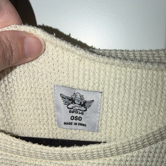 Boys Lie waffle knit long sleeve top featuring “Only time will tell" on back - Picture 4 of 5